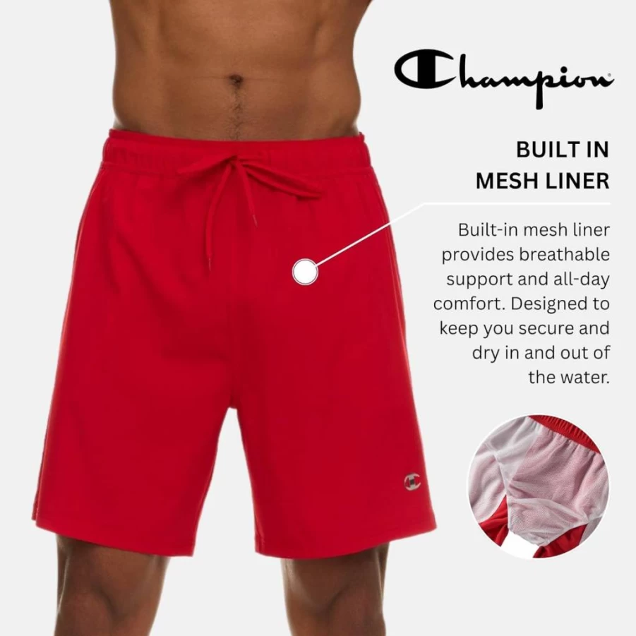 Champion Men's Quick-Dry 7" Swim Trunks with Mesh Liner - Beach & Board Shorts for Swimming