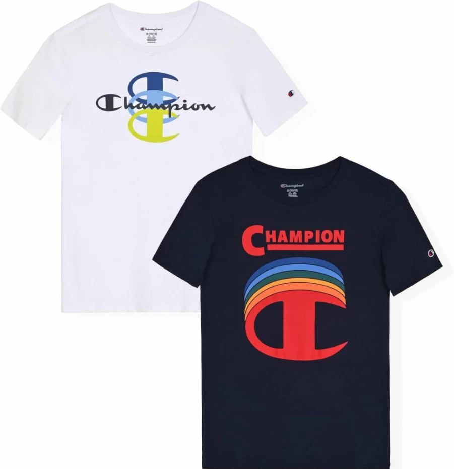 Champion Boys 2-Pack Short Sleeve T-Shirts for Kids Sizes 4-18 | Comfortable Cotton Tees for Active Boys