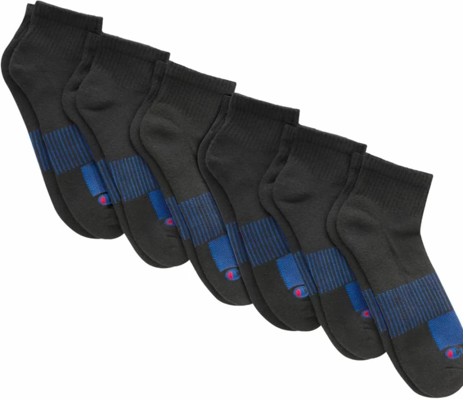 Champion Men's 6-Pack Performance Moisture-Wicking Ankle Socks for Athletic Comfort & Breathability