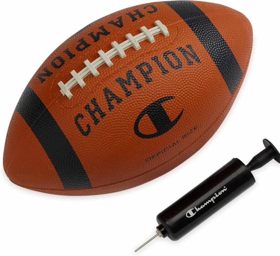 Champion Blitz All-Weather Football with Enhanced Grip, Durable Rubber Cover & Molded Laces for Outdoor Training - Includes Pump