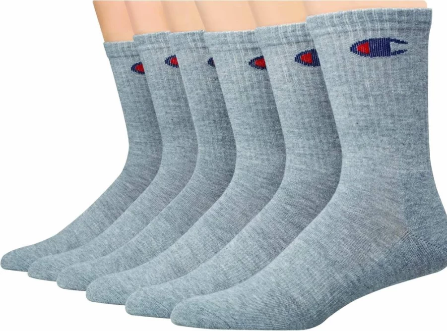 Champion Men's Moisture-Wicking Crew Socks - 6, 8, 12 Pack Options for Breathable Comfort