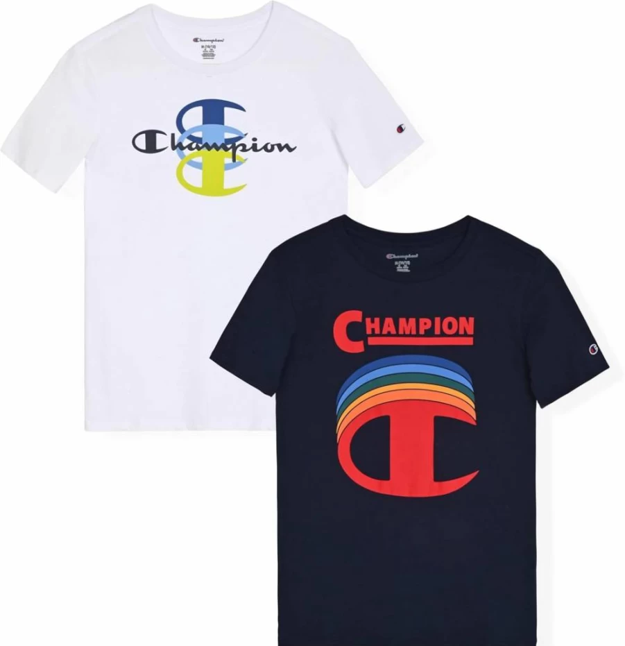 Champion Boys 2-Pack Short Sleeve T-Shirts for Kids Sizes 4-18 | Comfortable Cotton Tees for Active Boys