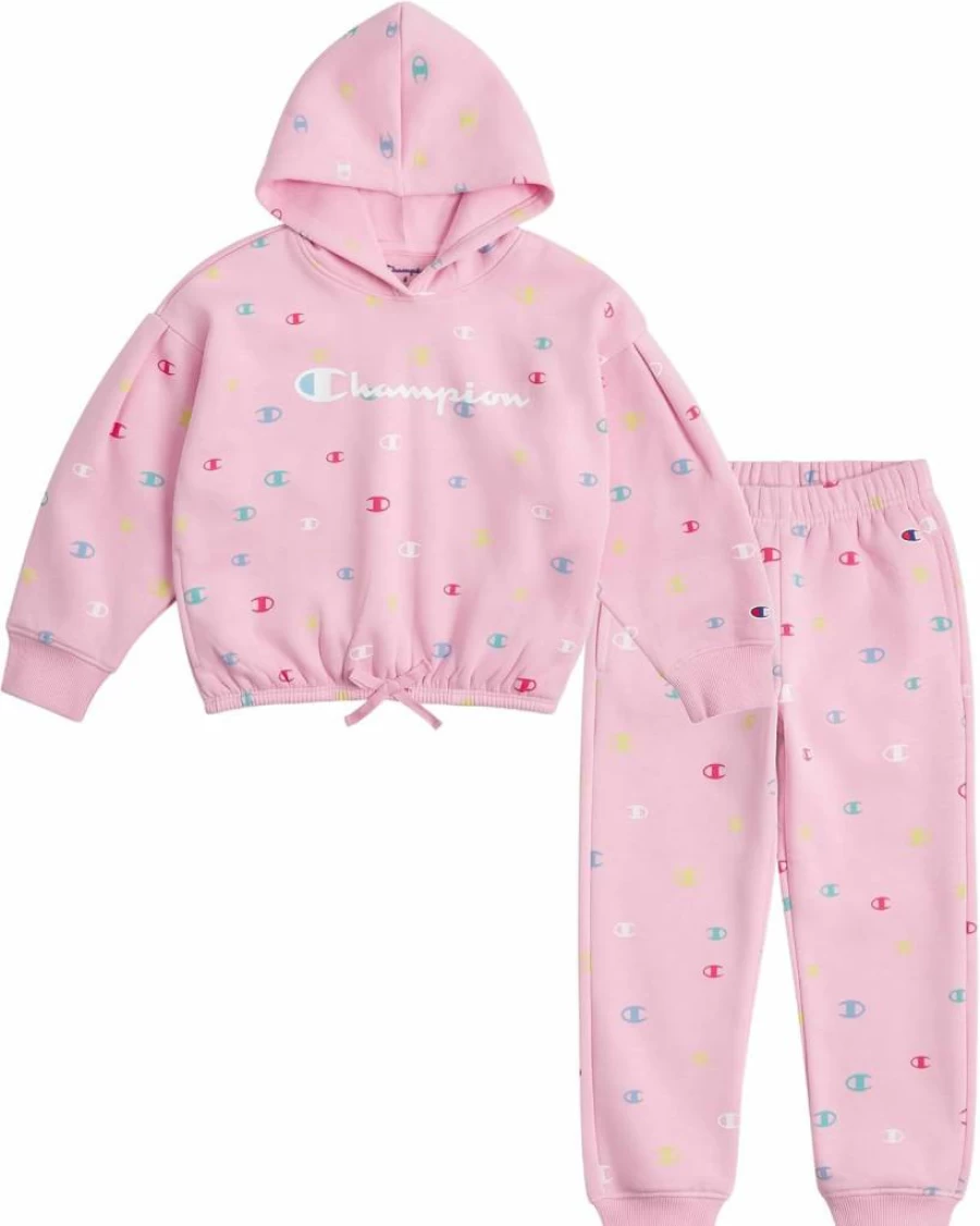 Champion Girls' Fleece Hoodie and Sweatpants Set - Kids' Athletic Sweatsuit for Comfort & Style