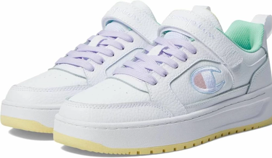 Champion Girls' Drome Lo Sneakers in White & Pastel Multi - Big Kid Size 6 M