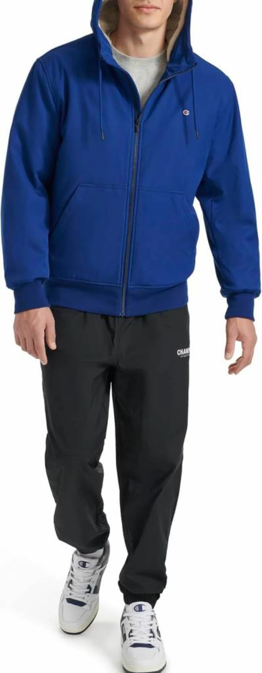 Champion Men's Sherpa-Lined Hoodie - Warm Fleece-Lined Pullover for Winter