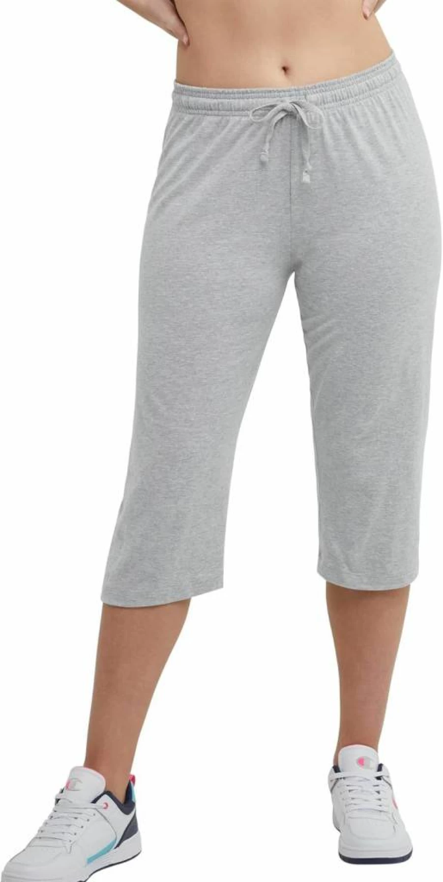Champion Women's Lightweight Jersey Knit Capri Lounge Pants - Comfortable Cropped Pants for Casual Wear