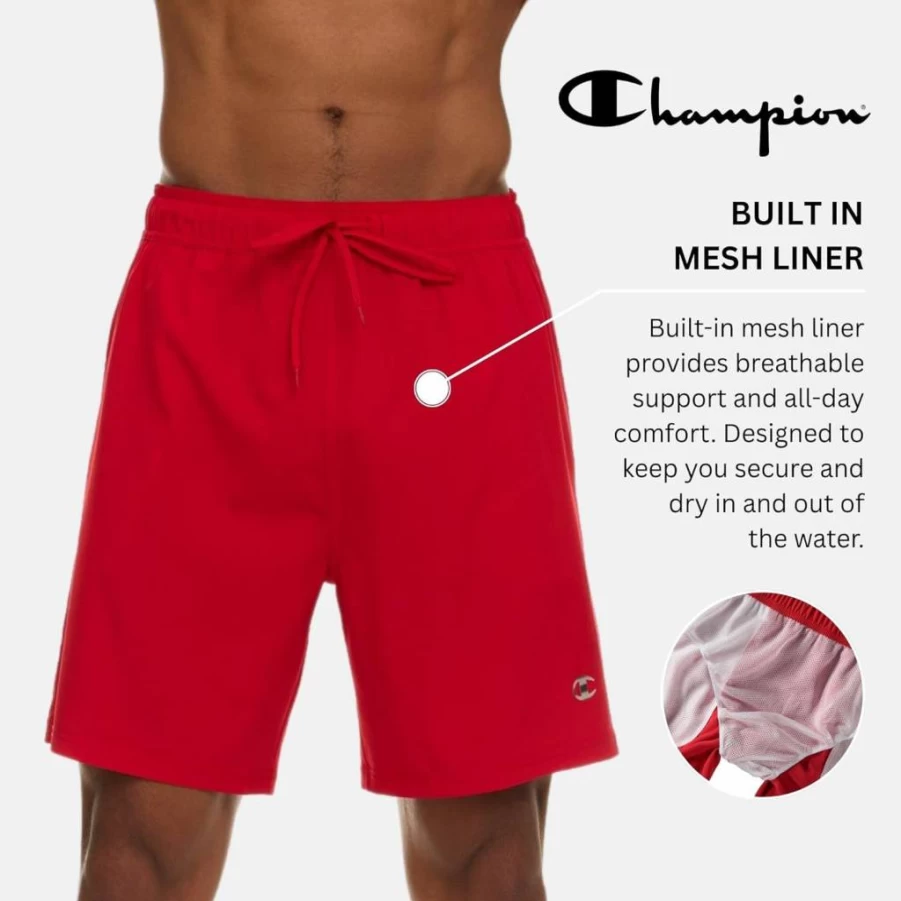 Champion Men's 7" Quick-Dry Swim Trunks with Mesh Liner - Beach & Board Shorts for Swimming