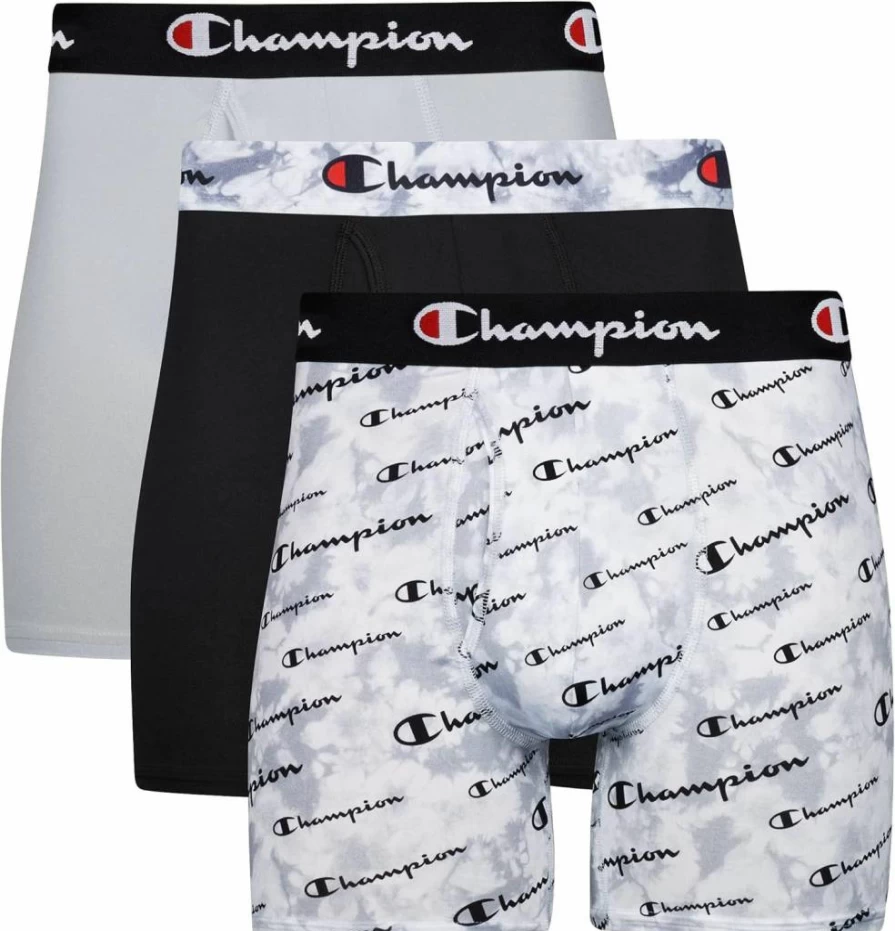 Champion Men's Boxer Briefs 3-Pack with Support Pouch - Comfortable Athletic Underwear for Daily Wear