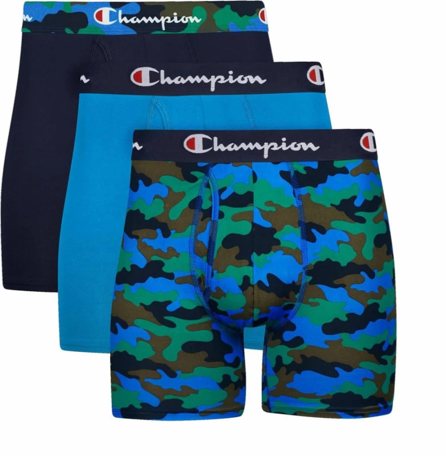Champion Men's Boxer Briefs 3-Pack with Support Pouch - Comfortable Athletic Underwear for Daily Wear