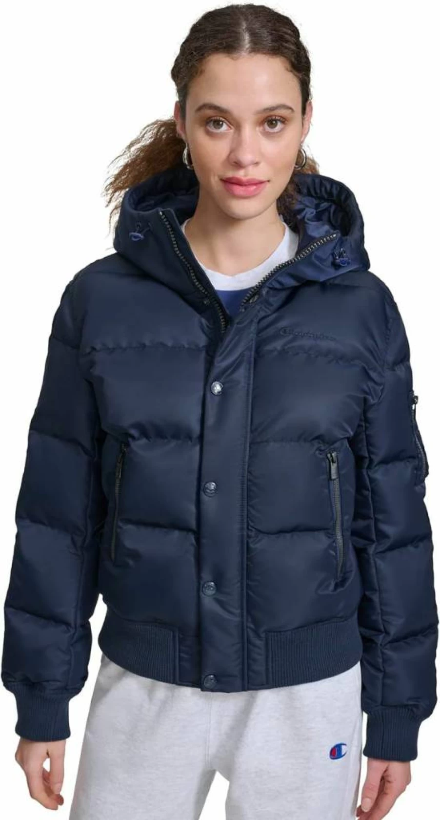 Champion Women's Hooded Quilted Puffer Jacket - Warm Snorkel Winter Coat