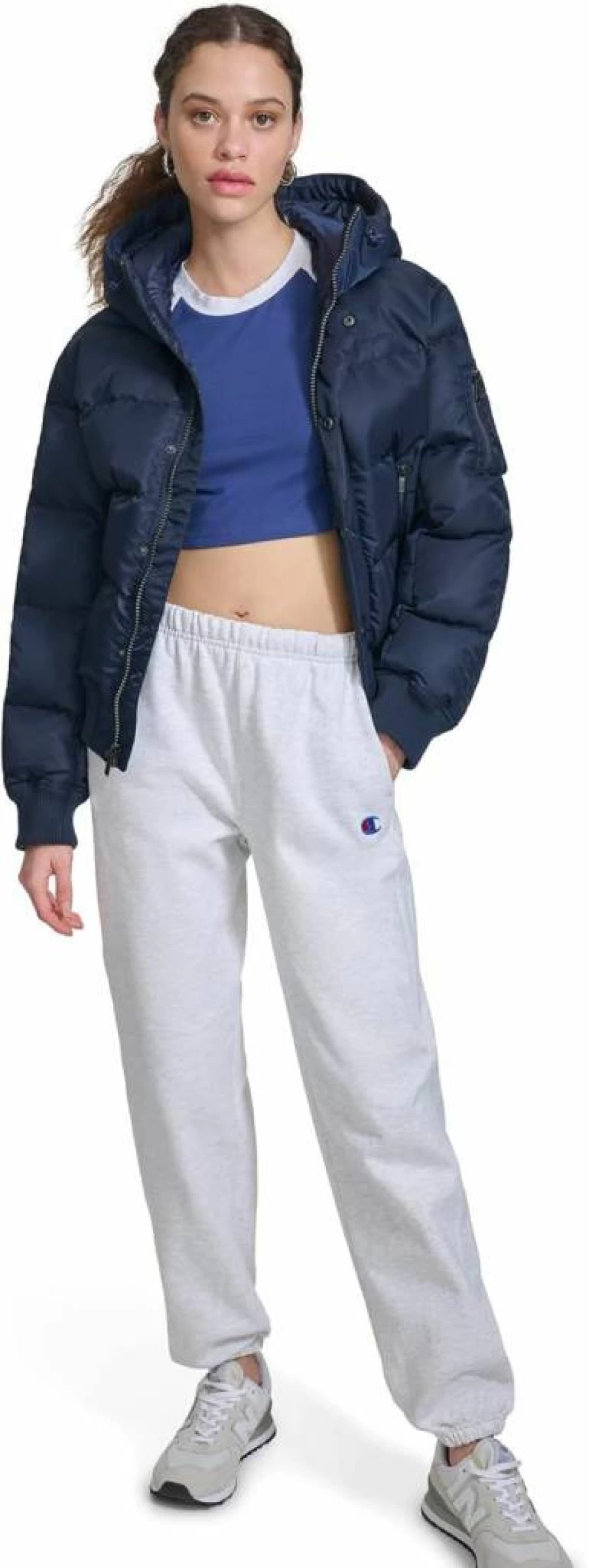 Champion Women's Hooded Quilted Puffer Jacket - Warm Snorkel Winter Coat