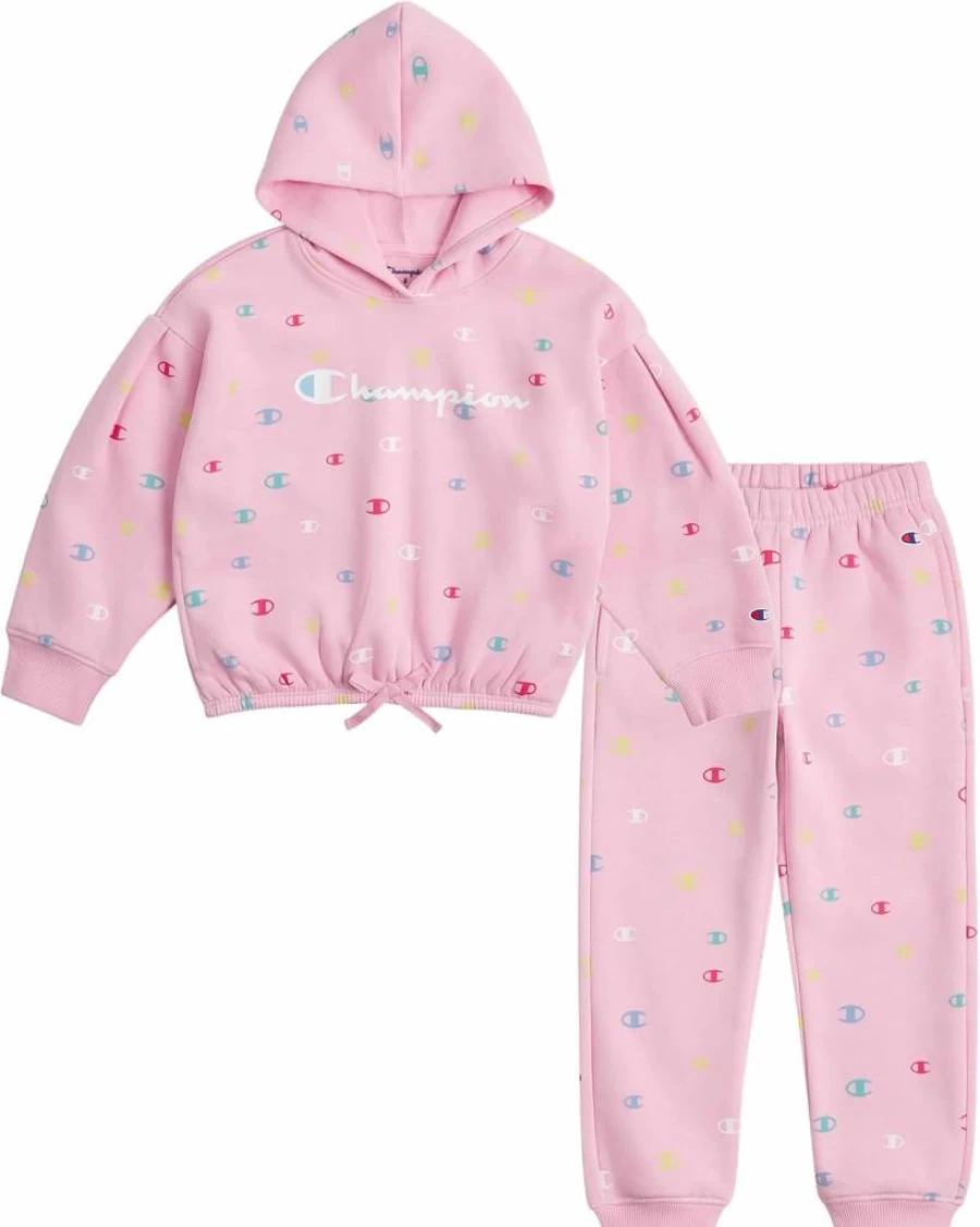 Champion Girls' Fleece Hoodie and Sweatpants Set - Athletic Kids' Sweatsuit for Active Toddlers